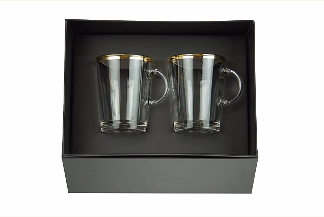 Faro Gold-FM-2 szt szklanki do herbaty z uchem 250ml