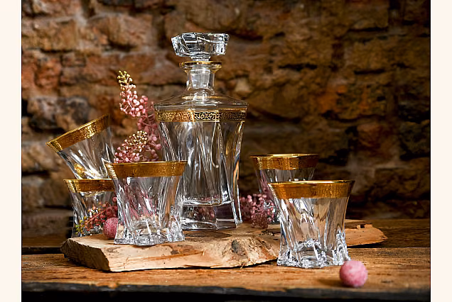 Ambasador-AZ-Luksusowa karafka kryształowa + 6 szklanek do whisky