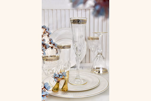 Eleganckie kieliszki do szampana 180ml zdobione Sofia Crystal -SCA