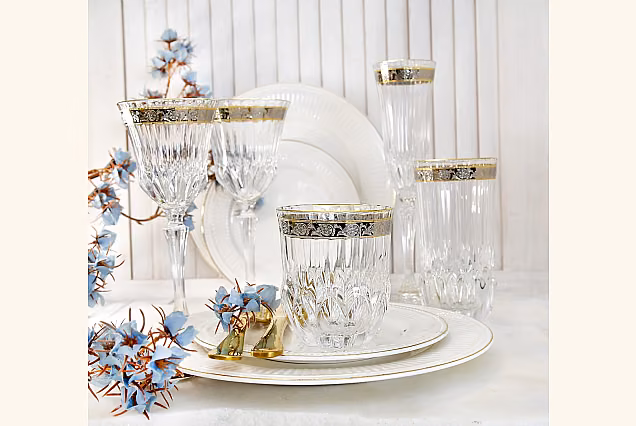 Eleganckie kieliszki do szampana 180ml zdobione Sofia Crystal -SCA
