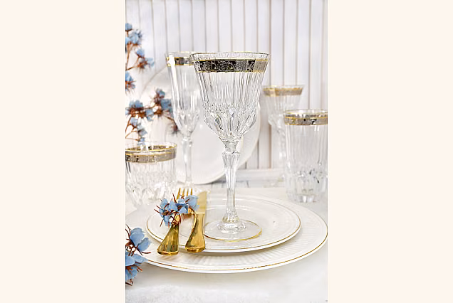 Luksusowe kieliszki do wina 220ml z platynowym zdobieniem Sofia Crystal-SCC