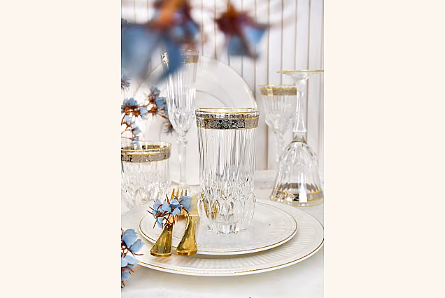 Eleganckie szklanki do wody z platynowym dekorem Sofia Crystal-SCD