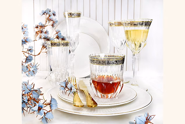 Eleganckie kieliszki do szampana 180ml zdobione Palermo Crystal -PCA