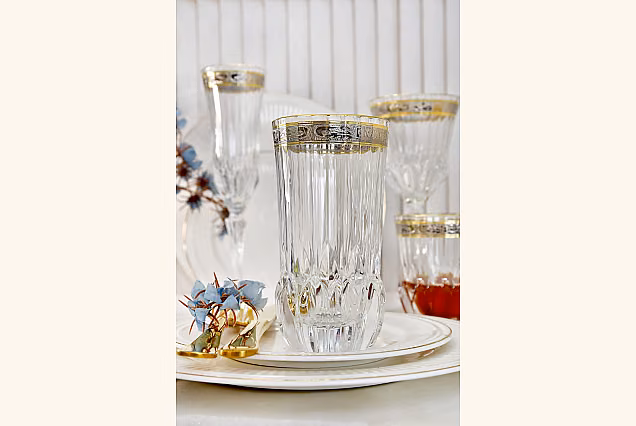 Eleganckie szklanki do wody z platynowym dekorem Palermo Crystal-PCD