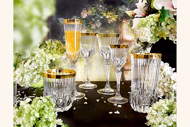 Eleganckie szklanki do whisky zdobione złotem-IRYS